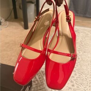 crown & ivy Vibrant Red Patent Flats